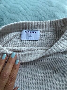 Old Navy Cream Waffle-Knit Crew Sweater plus Karen Scott Crew long sleeve tee